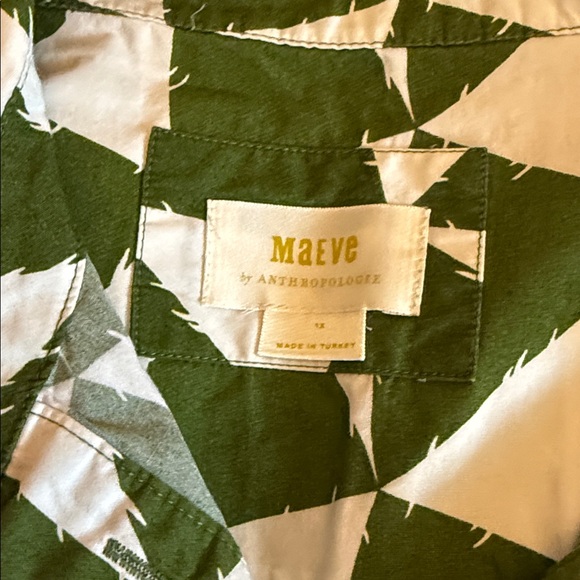 Anthropologie Maeve Betina Tiered Shirtdress Sz 1X Moss 100% Cotton - Picture 6 of 6